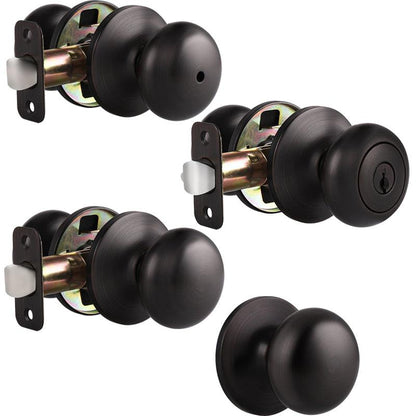 Single Connect Rod Flat Ball Knobs Entry Keyed/Privacy/Passage/Dummy Door Lock Knob Oil Rubbed Bronze Finish DL5766ORB - Probrico