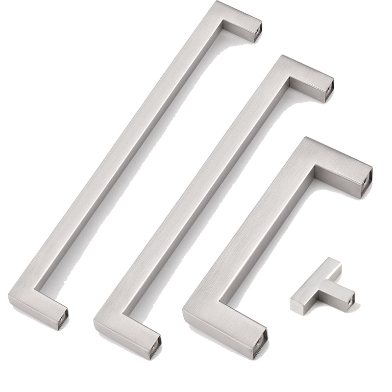 Probrico Square Bar Kitchen Cabinet Handles Pulls Brushed Nickel Finish PDDJ27HSS 100 packs - Probrico