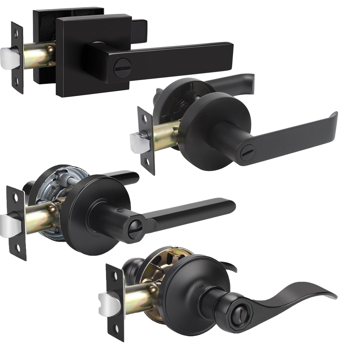 Probrico Various Styles of Black Privacy Locks Door Handle Door Knob and Crystal Door Knob 10 Pack - Probrico