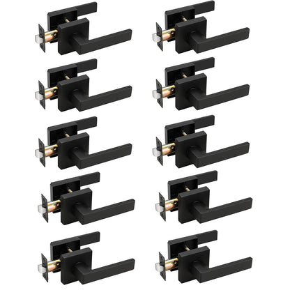 Probrico Hall or Closet Door Levers Locks Black Finish Passage Door Lock 10 Packs - Probrico