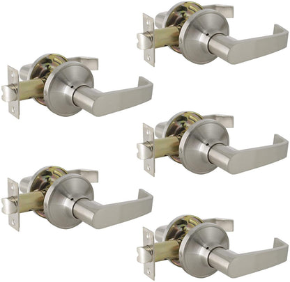 Probrico Door Handles Satin Nickel Finish Hall and Closet Passage Door Lock Levers 5 packs - Probrico