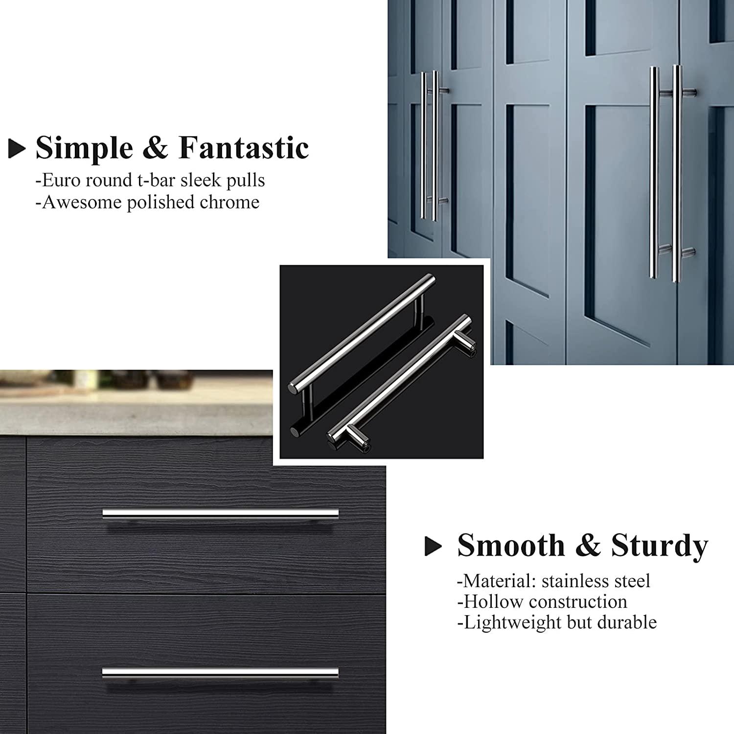 2"-10" T Bar Kitchen Cupboard Handle Pulls Polished Chrome Finish Cabinet Drawer Knobs - Probrico