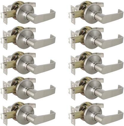 Probrico Hall and Closet Door Handles Satin Nickel Finish Passage Door Lock Levers 10 packs - Probrico