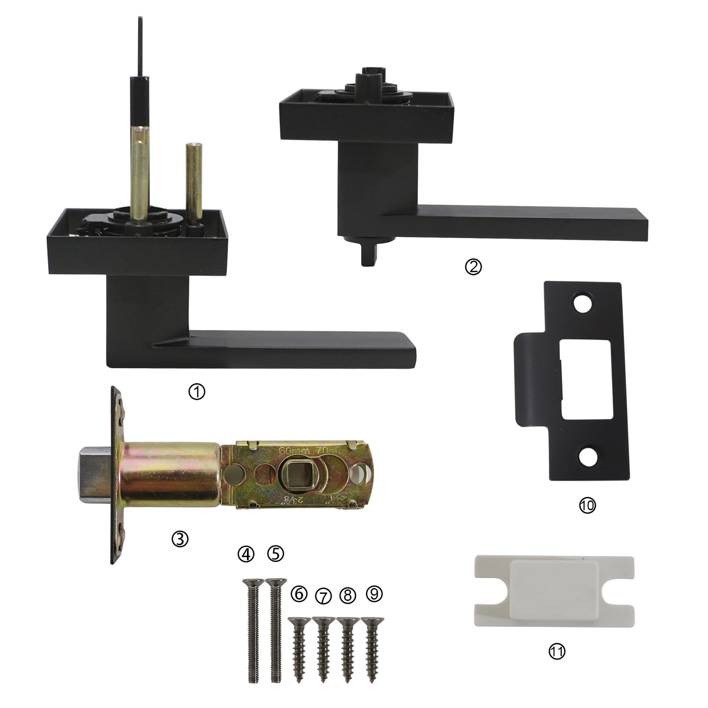 Heavy Duty Privacy Lock Door Levers Square Plate Black Finish DL01BKBK - Probrico