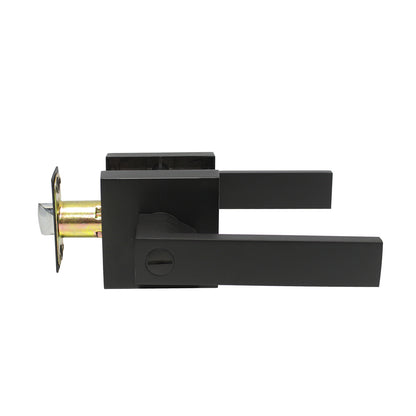 Heavy Duty Privacy Lock Door Levers Square Plate Black Finish DL01BKBK - Probrico