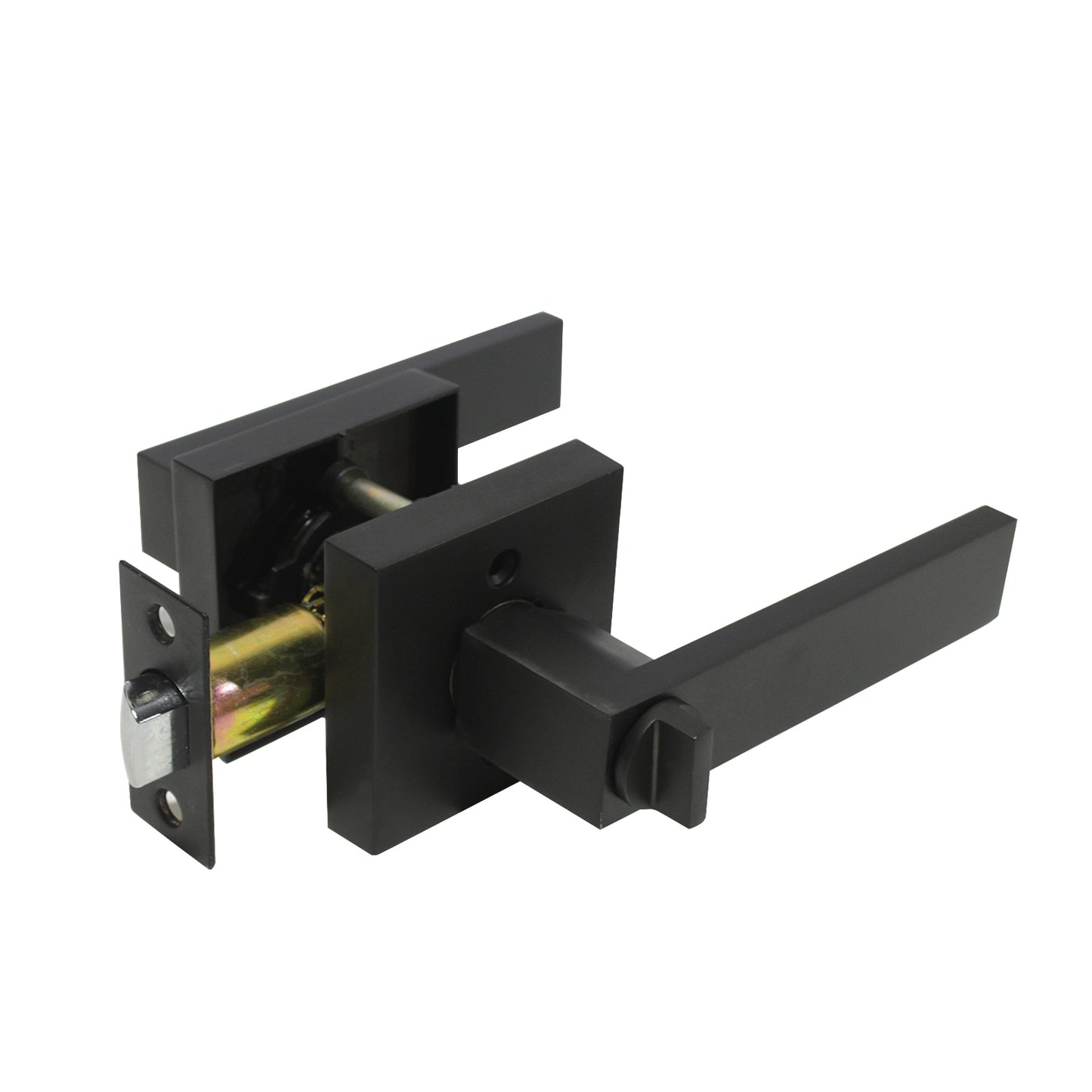 Heavy Duty Privacy Lock Door Levers Square Plate Black Finish DL01BKBK - Probrico