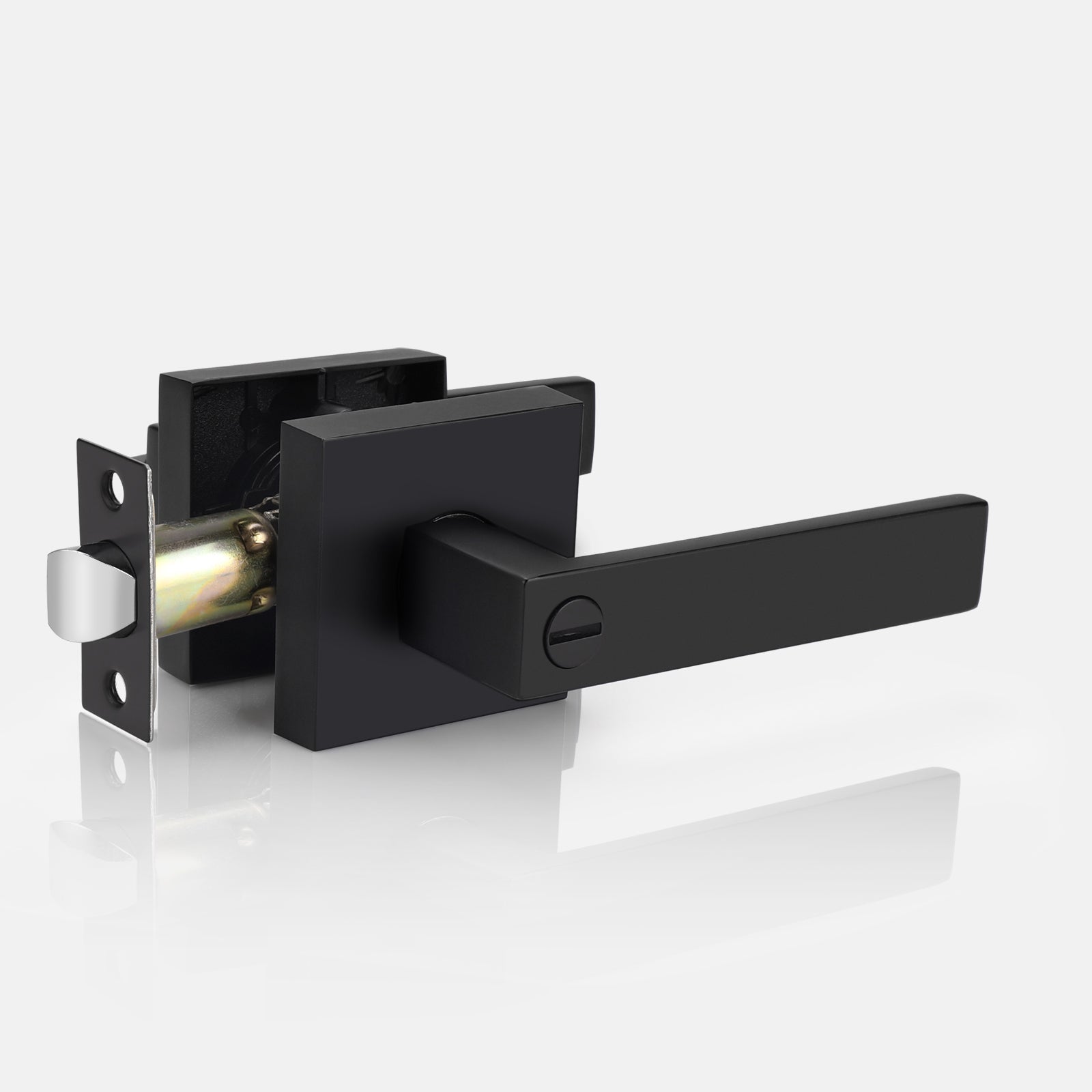 Heavy Duty Privacy Lock Door Levers Square Plate Black Finish DL01BKBK - Probrico