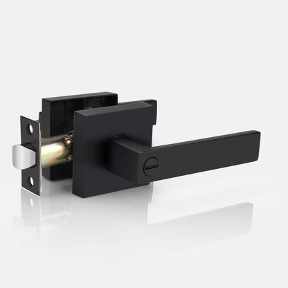 Heavy Duty Privacy Lock Door Levers Square Plate Black Finish DL01BKBK - Probrico