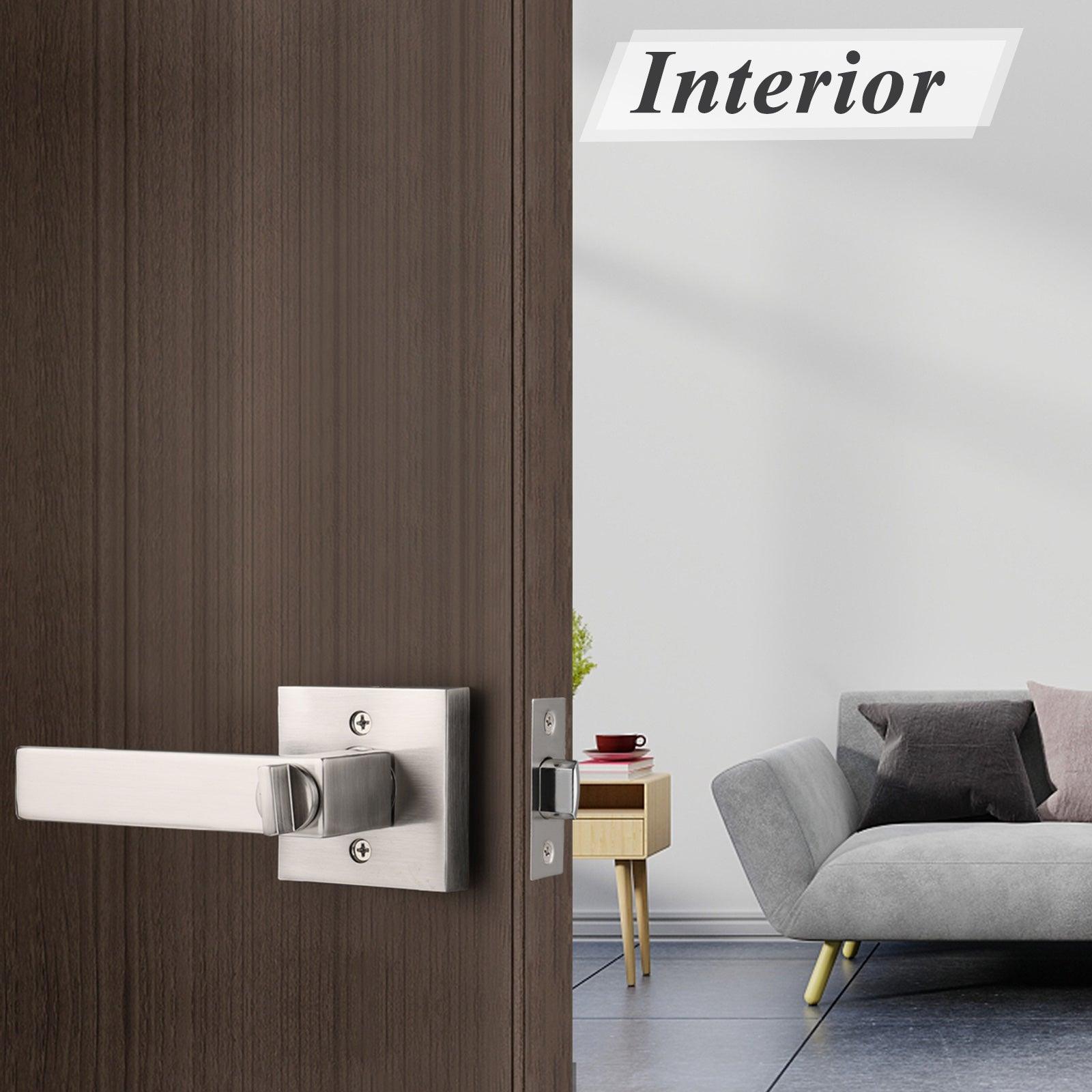Heavy Duty Door Levers Satin Nickel Finish Privacy Door Handle Locks for Bedroom Bathroom DL01SNBK - Probrico
