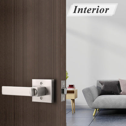 Heavy Duty Door Levers Satin Nickel Finish Privacy Door Handle Locks for Bedroom Bathroom DL01SNBK - Probrico