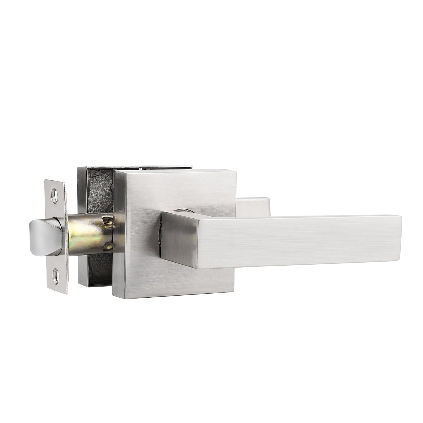 Satin Nickel Passage Door Lever Set with Square Rosette, No Key DL01SNPS - Probrico