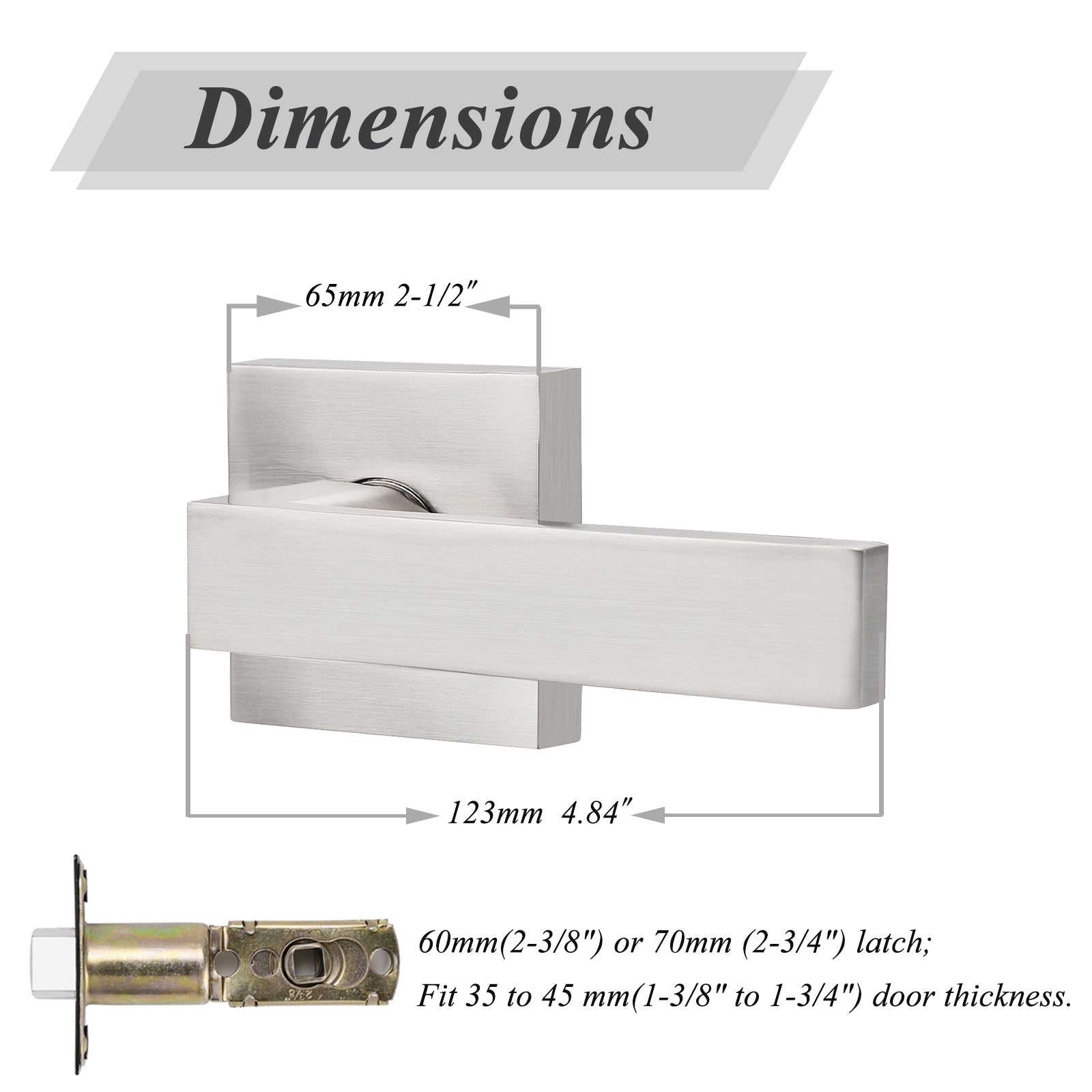 Satin Nickel Passage Door Lever Set with Square Rosette, No Key DL01SNPS - Probrico