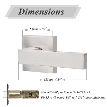 Satin Nickel Passage Door Lever Set with Square Rosette, No Key DL01SNPS - Probrico