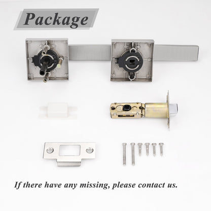 Satin Nickel Passage Door Lever Set with Square Rosette, No Key DL01SNPS - Probrico