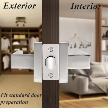 Satin Nickel Passage Door Lever Set with Square Rosette, No Key DL01SNPS - Probrico