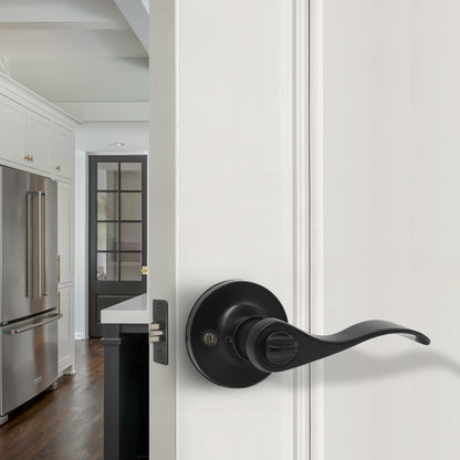 Black Door Handles Wave Style Levers, Privacy Door Lock Function DL12061BKBK - Probrico