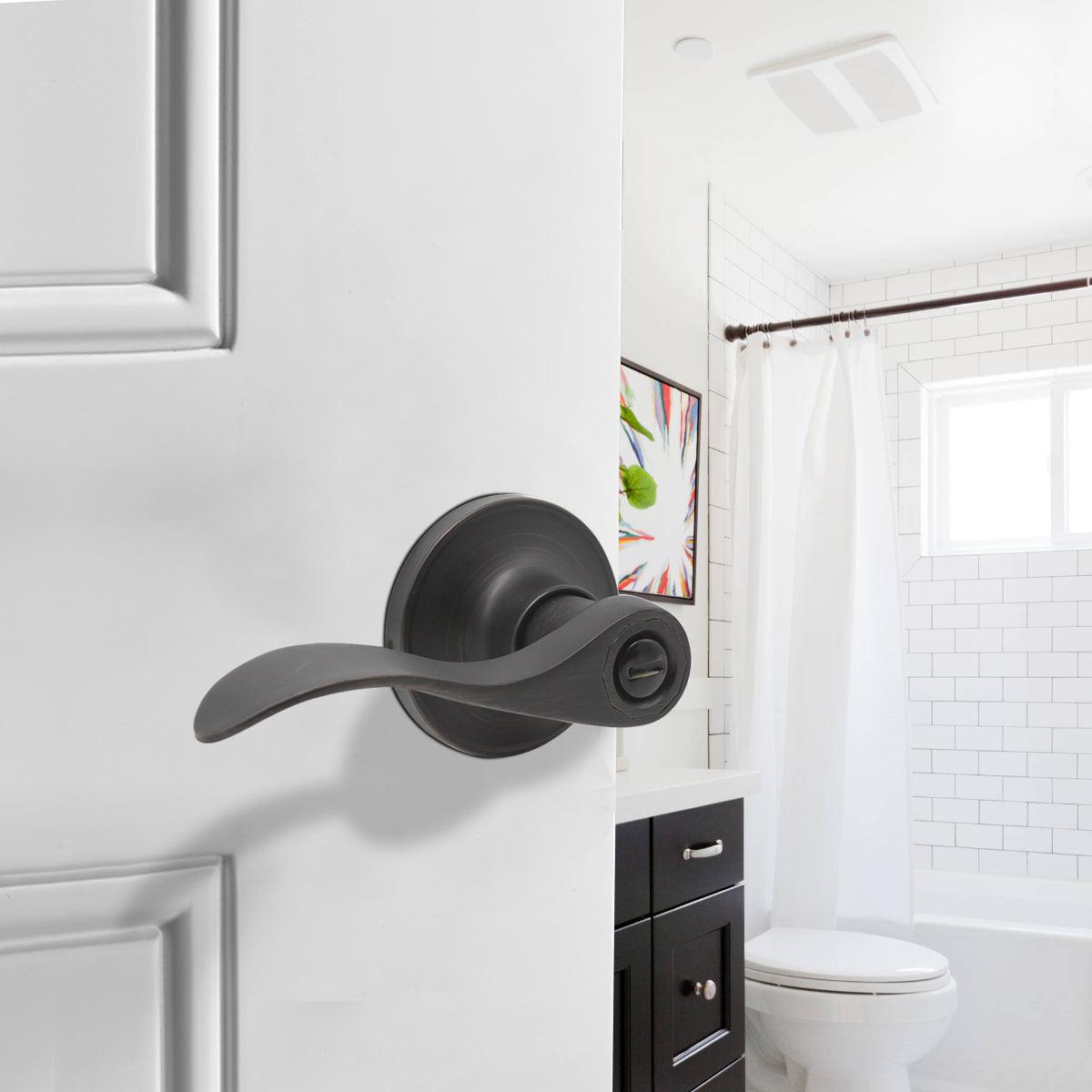 Wave Style Door Handle Keyed Entry/Privacy/Passage/Dummy Door Lock Levers, Oil Rubbed Bronze DL12061ORB - Probrico