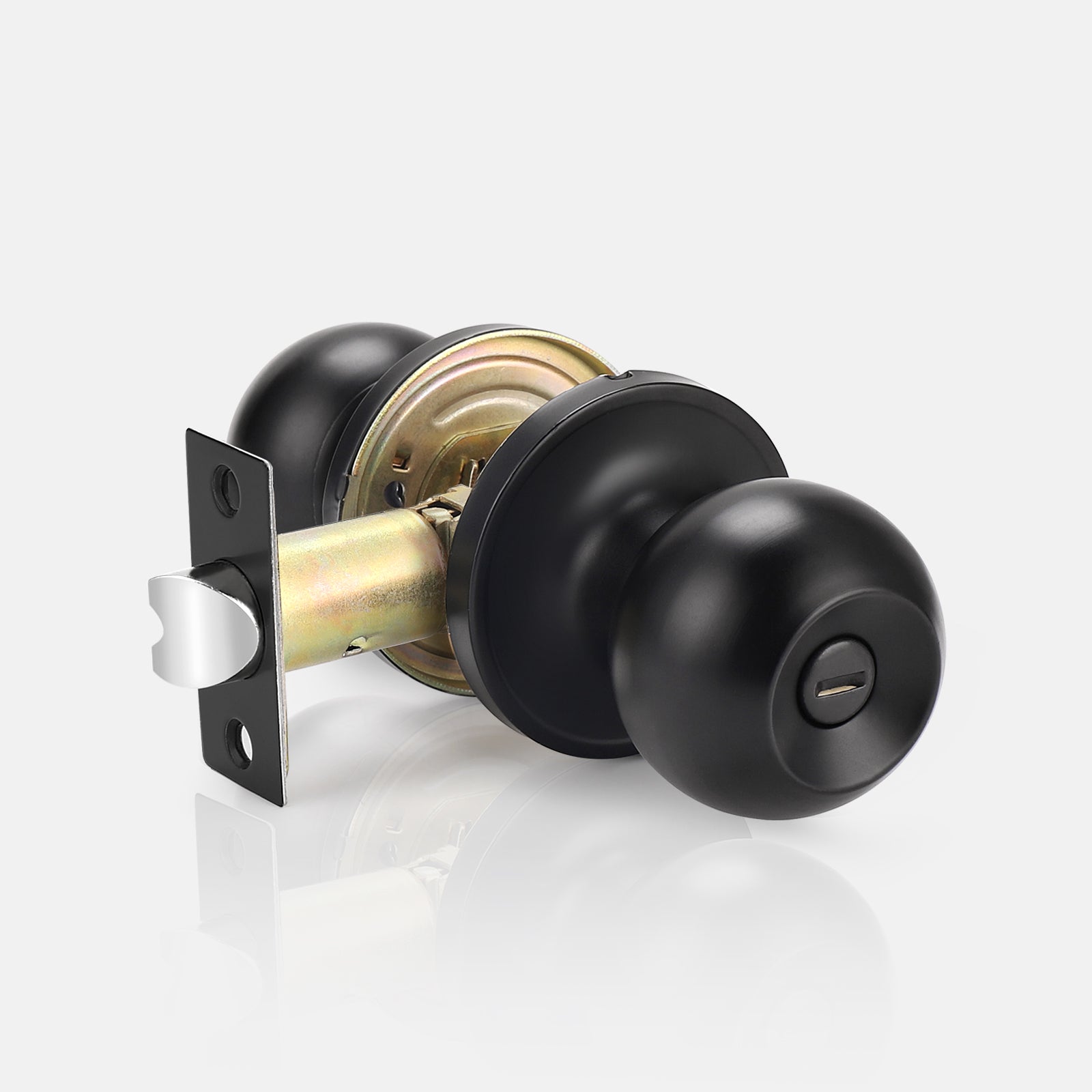 Round Ball Knobs, Privacy Door Lock Knob, Black Finish DL607BKBK - Probrico
