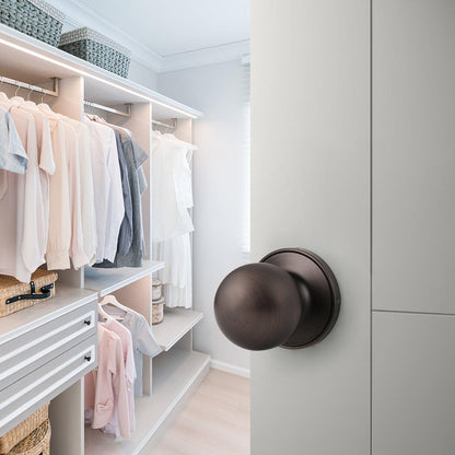 Round Ball Knobs Entrance Privacy Passage Dummy Door Lock Knob, Oil Rubbed Bronze Finish DL607ORB - Probrico