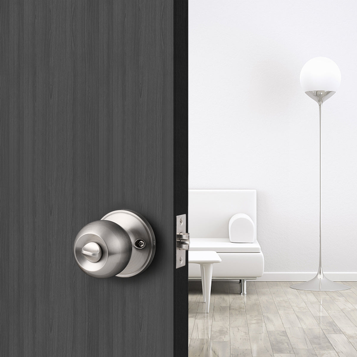 Satin Nickel Round Ball Knobs Keyed Entry/Privacy/Passage/Dummy Door Lock Knob, Satin Nickel Finish DL607SN - Probrico