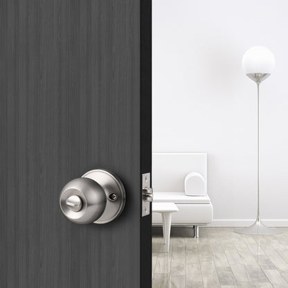 Satin Nickel Round Ball Knobs Keyed Entry/Privacy/Passage/Dummy Door Lock Knob, Satin Nickel Finish DL607SN - Probrico