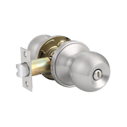 Round Ball Knobs Privacy Door Lock Knob, Satin Nickel Finish DL607SNBK - Probrico