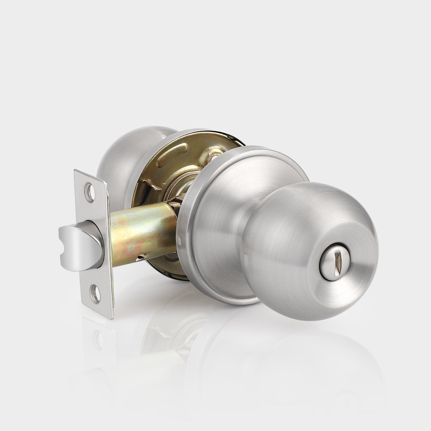 Round Ball Knobs Privacy Door Lock Knob, Satin Nickel Finish DL607SNBK - Probrico