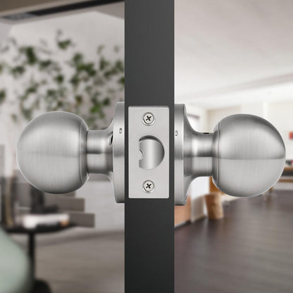 Round Ball Knobs Keyed Entry/Privacy/Passage/Dummy Door Lock Knob, Satin Nickel Finish DL607SN - Probrico