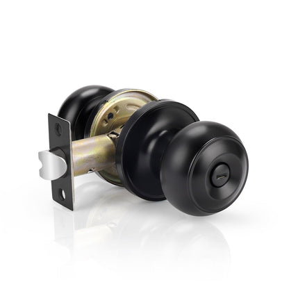 Flat Ball Knob Black Finish Privacy Door Lock Knobs DL609BKBK - Probrico