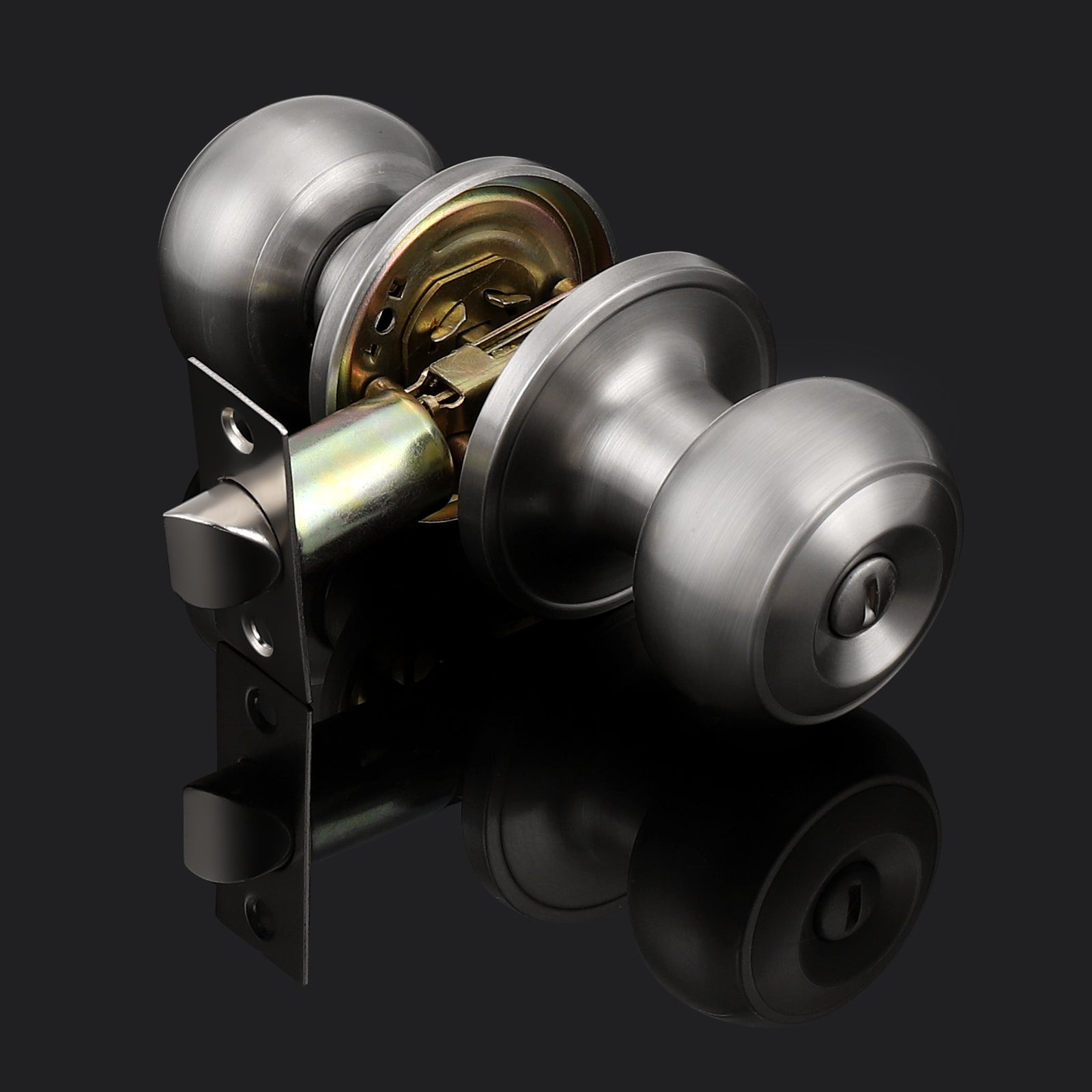 Flat Ball Knobs Privacy Door Lock Knobs Satin Nickel Finish DL609SNBK - Probrico