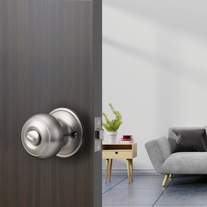 Flat Ball Knobs Privacy Door Lock Knobs Satin Nickel Finish DL609SNBK - Probrico
