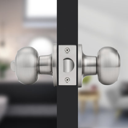 Flat Ball Knobs Privacy Door Lock Knobs Satin Nickel Finish DL609SNBK - Probrico