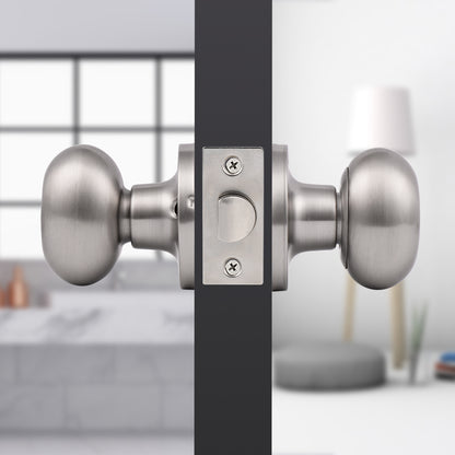 Privacy Door Knobs Bedroom/Bathroom Door Lock set No Key Egg Knob Style Satin Nickel Finish DL692SNBK - Probrico