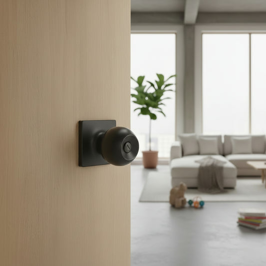 Round Ball Knob with Square Rosette, Interior Door Knobs Privacy/Passage DLS07 - Probrico