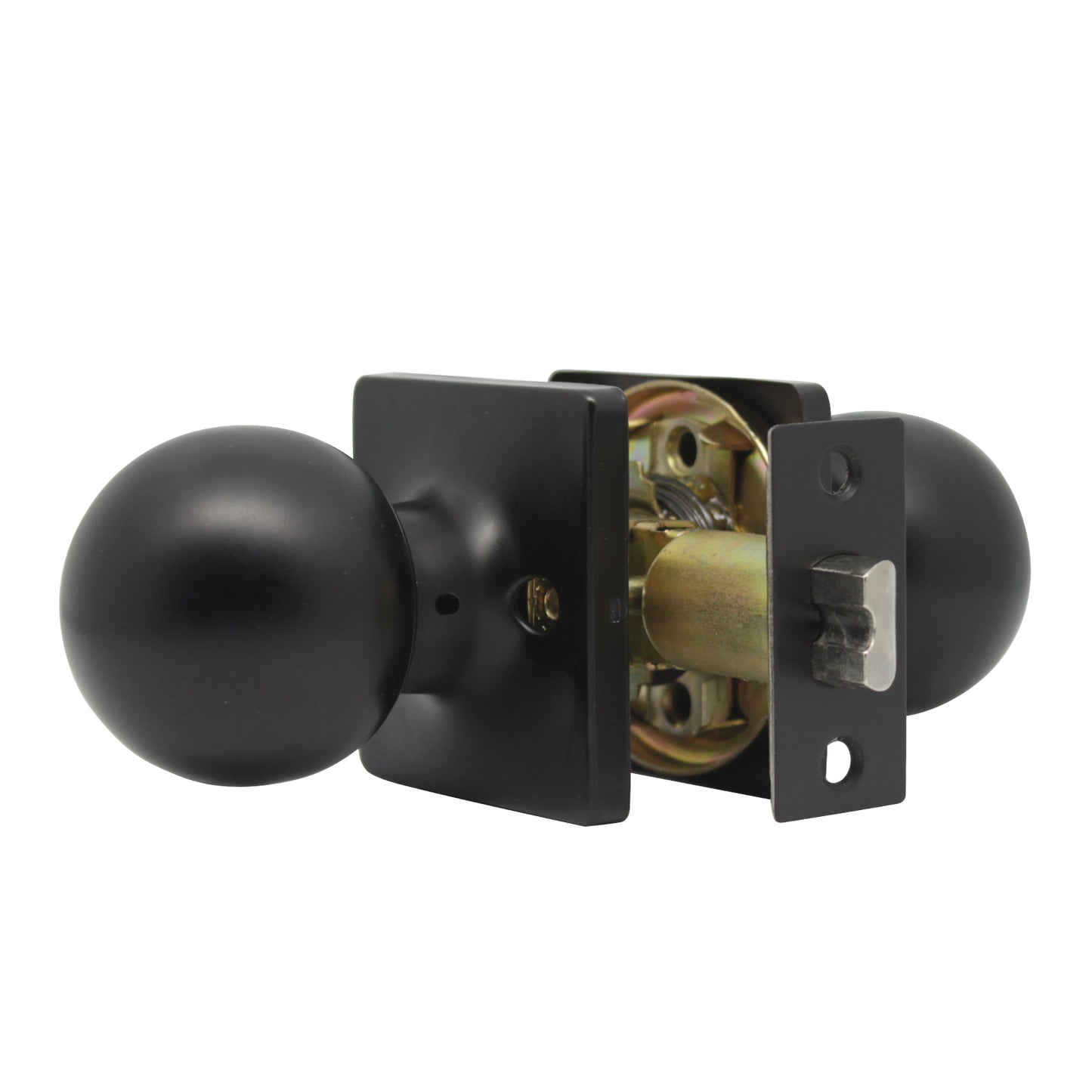 Round Ball Knob with Square Rosette, Interior Passage Door Knobs Black DLS07BKPS - Probrico