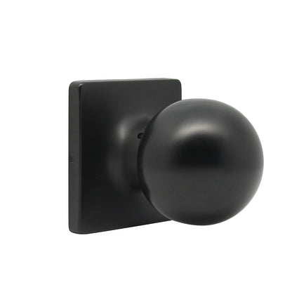 Round Ball Knob with Square Rosette, Interior Passage Door Knobs Black DLS07BKPS - Probrico