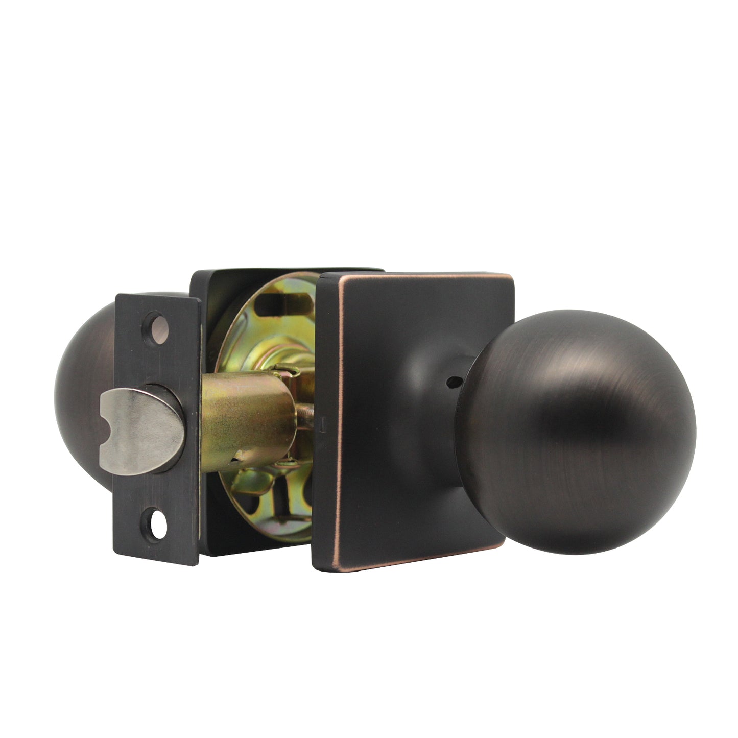 Round Ball Knob with Square Rosette, Interior Passage Door Knobs Oil Rubbed Bronze DLS07ORBPS - Probrico