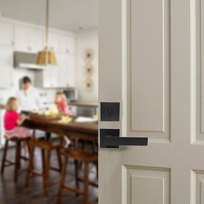 Passage Door Levers and Double Cylinder Deadbolts Lock Set (Keyed Alike), Black Finish - Probrico