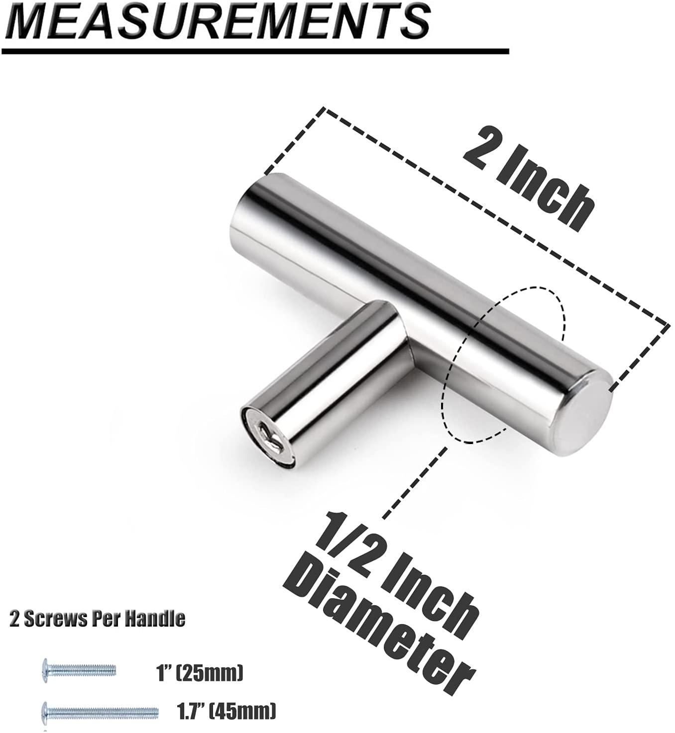 2"-10" T Bar Kitchen Cupboard Handle Pulls Polished Chrome Finish Cabinet Drawer Knobs - Probrico