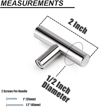2"-10" T Bar Kitchen Cupboard Handle Pulls Polished Chrome Finish Cabinet Drawer Knobs - Probrico