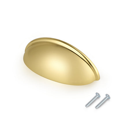 Cup Pull Knobs Gold Finish Shell Style Cabinet Handles 3 inch 76mm PD82981HGD - Probrico