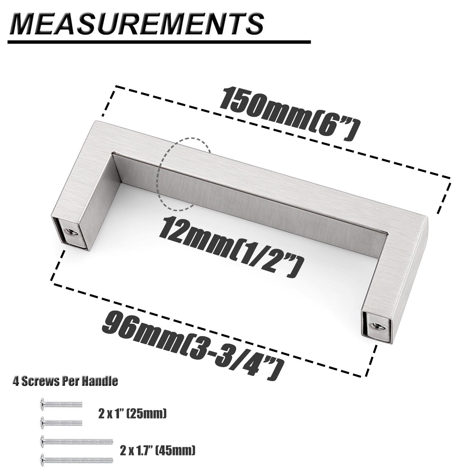 20mm Square Bar Cabinet Handles and Pulls Brushed Nickel Finish Kitchen Hardware PDDJ30HSS - Probrico