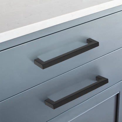Black Cabinet Handles and Knobs Modern Square Bar Drawer Pull 2-12inch Hole Centers PDDJS12HBK - Probrico