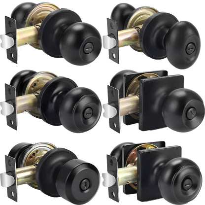 Probrico Ball Knob with Rosette Interior Privacy Door Knobs Black Finish 6 Packs - Probrico
