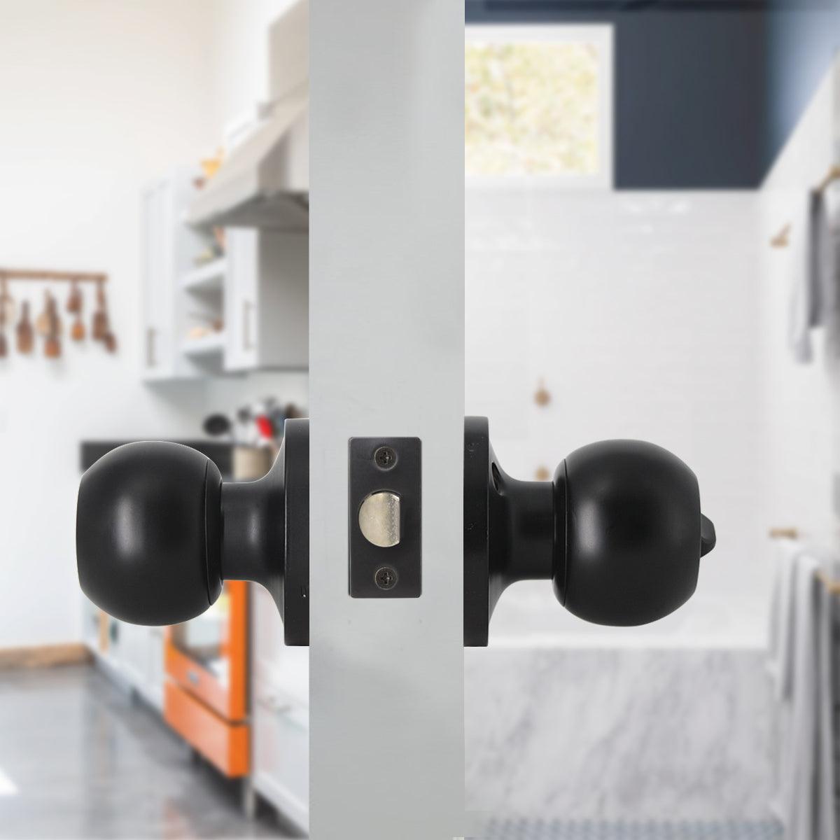 Round Ball Knobs Keyed Alike/Keyed Entry/Privacy/Passage/Dummy Door Lock Knob, Black Finish DL607BK - Probrico