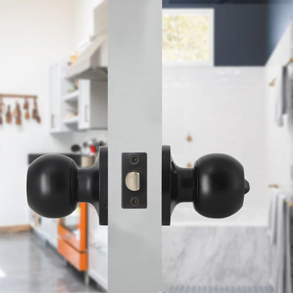Round Ball Knobs Keyed Alike/Keyed Entry/Privacy/Passage/Dummy Door Lock Knob, Black Finish DL607BK - Probrico
