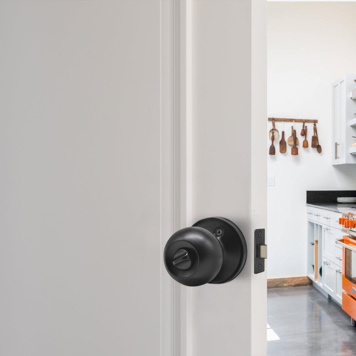 Round Ball Knobs Keyed Alike/Keyed Entry/Privacy/Passage/Dummy Door Lock Knob, Black Finish DL607BK - Probrico