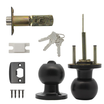 Round Ball Knobs Keyed Alike/Keyed Entry/Privacy/Passage/Dummy Door Lock Knob, Black Finish DL607BK - Probrico
