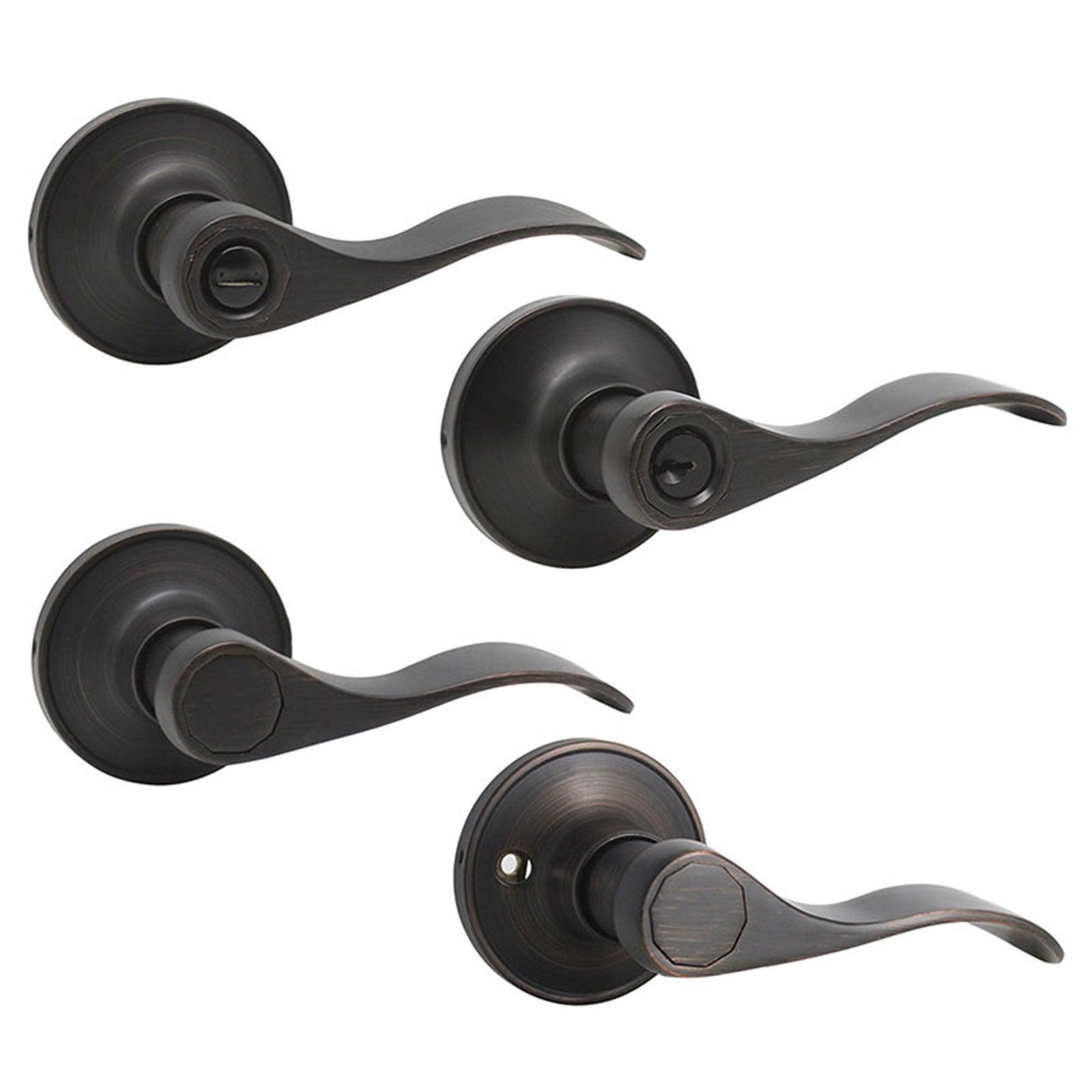 Wave Style Door Handle Keyed Entry/Privacy/Passage/Dummy Door Lock Levers, Oil Rubbed Bronze DL12061ORB - Probrico