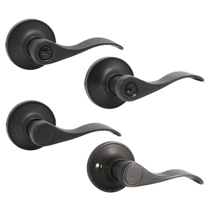 Wave Style Door Handle Keyed Entry/Privacy/Passage/Dummy Door Lock Levers, Oil Rubbed Bronze DL12061ORB - Probrico
